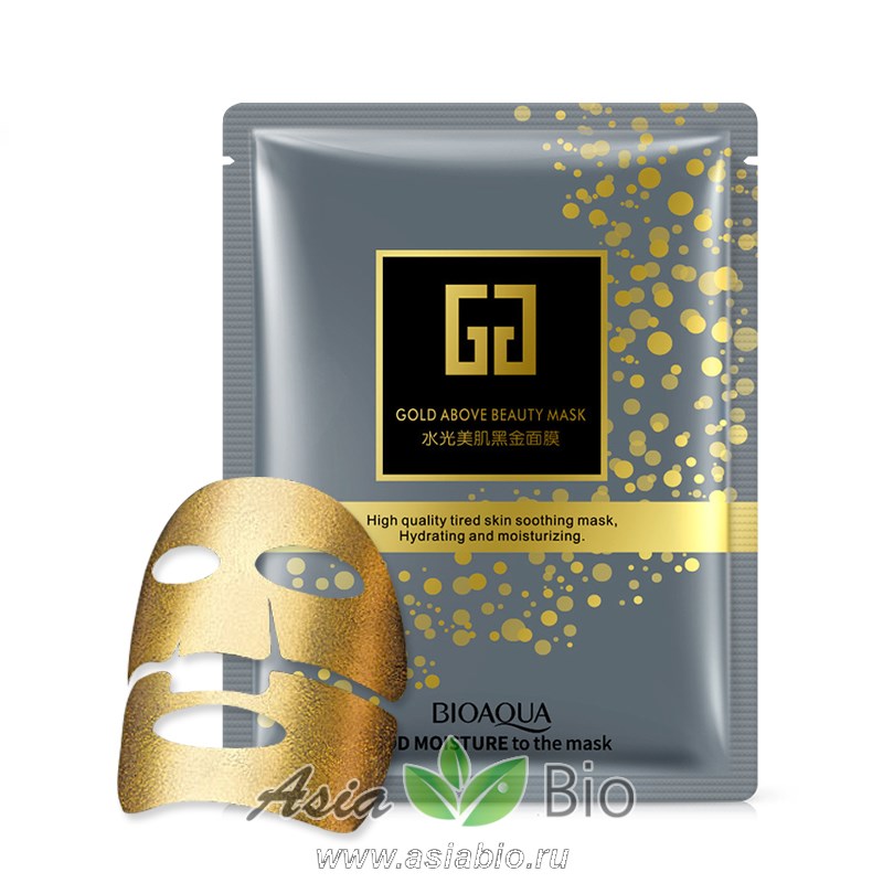 (0611) Маска тканевая  на лицо с золотом " BioAqua Gold above Beauty Mask "