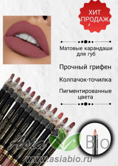 (2532) Набор водостойких матовых карандашей для губ с точилкой 12 штук " MAC "
