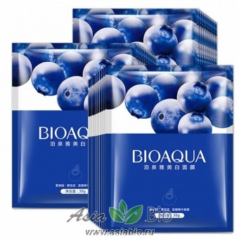 (3529) Маска тканевая  на лицо Bioaqua " Черника" - увлажнение, осветление