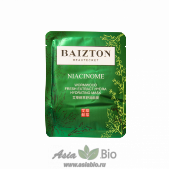( 5489 ) Маска тканевая на лицо на основе полыни полевой " BAIZTON WORMWOOD FRESH EXTRACT HYDRA HYDRATING MASK  " - комплексный уход