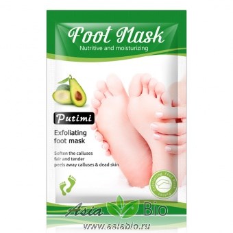 Педикюрные носочки " PUTIMI EXFOLIATING FOOT MASK " c экстрактом  авокадо