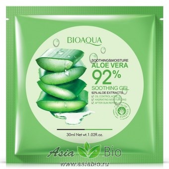 ( 0481 ) Маска тканевая на лицо  с алоэ- вера " Bioaqua " - успокаивающая